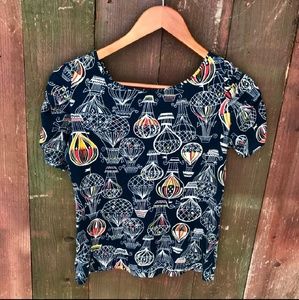 Anthropologie hot air ballon printed top